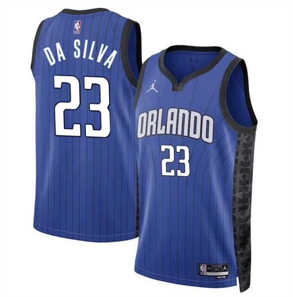 Mens Orlando Magic #23 Tristan Da Silva Blue 2024 Draft Statement Edition Stitched Basketball Jersey Dzhi